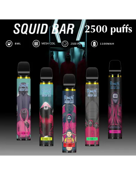 Original RandM Squid Bar 2500 Puffs Vape Kit Device (Free Shipping)