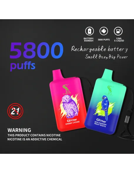 Original SUPBLIS Glitter 5800 Puffs Vape Kit Pod Device (Free Shipping)