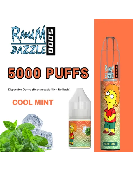 Original RandM Dazzle 5000 Puffs RGB Glowing Vape Kit Pod Device (Free Shipping)