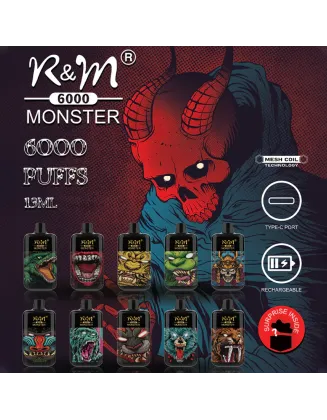 Original R&M MONSTER 6000 puffs Rechargeable 13mI Vape Box Shape Elf Bar Device (Free Shipping)