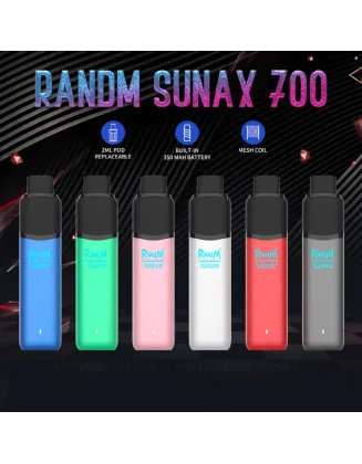 Original RandM Sunax 700 Puffs 2ml Pod Replaceable Vape Kit Device (Free Shipping)