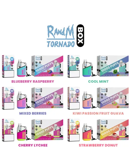 Original RandM Tornado Box 10000 Puffs Airflow Control Large Capacity 20ml Vape Device (Free Shipping)