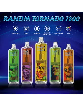 Original RandM Tornado 7800 Puffs Large Capacity 15ml Vape Kit (Free Shipping)