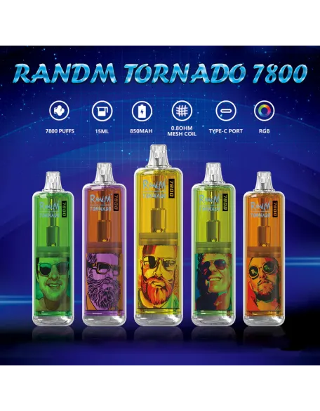 Original RandM Tornado 7800 Puffs Large Capacity 15ml Vape Kit (Free Shipping)