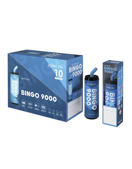 Original SUPBLISS Bingo 9000 Puffs Rechargeable RandM Coke Can Vape Device (Free Shipping)